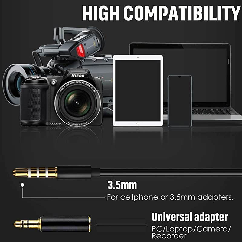 Lapel Microphone Kit for PCLaptopCameraPhone 35mm Mini Lavalier Clip On Mic for PodcastStreamingVlogVideo RecordingGamingValentine Gifts for Him