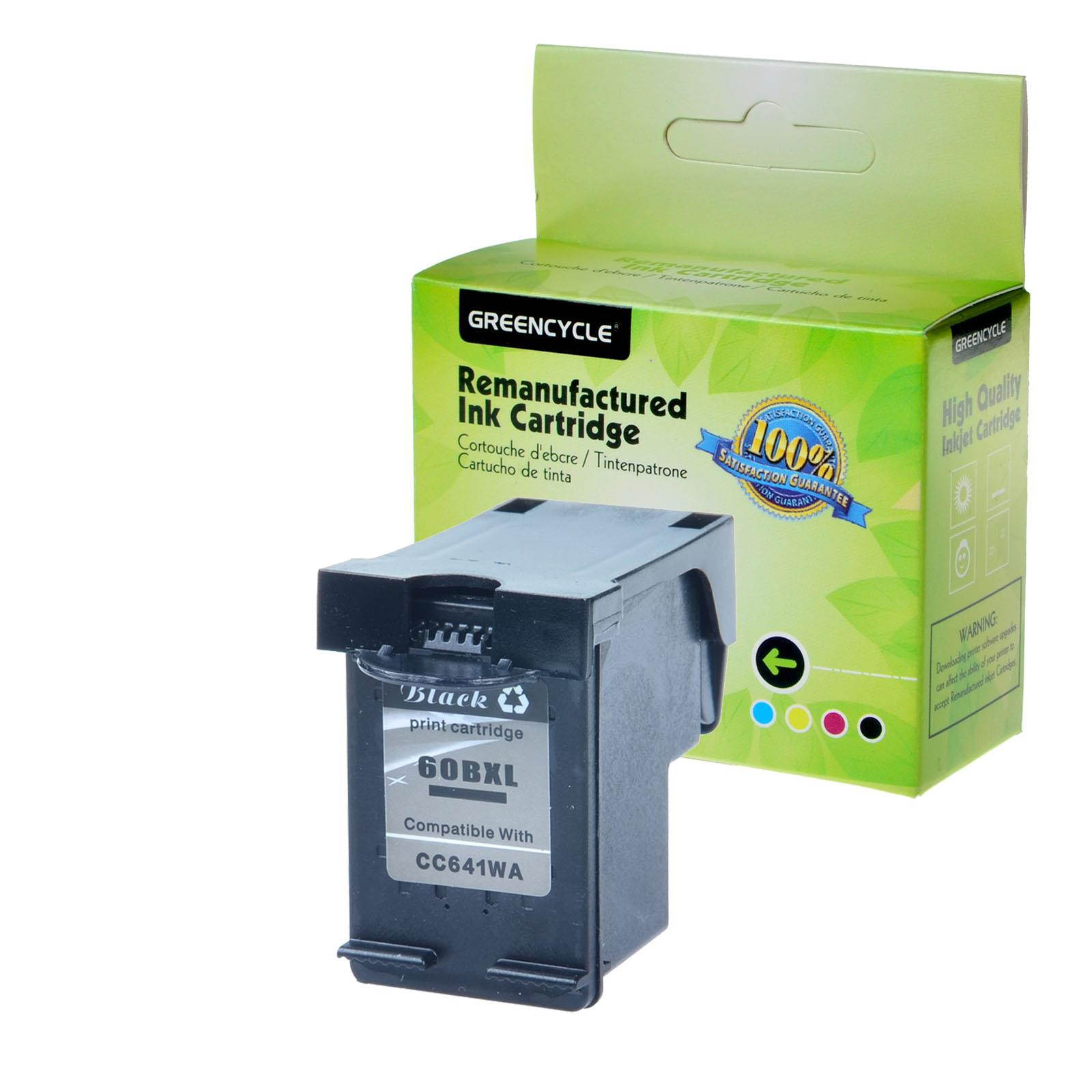 GREENCYCLE 1PK High Capacity Replacement 60XL 60 XL CC641WA Black Ink Cartridge Compatible for HP PhotoSmart DeskJet ENVY Printer