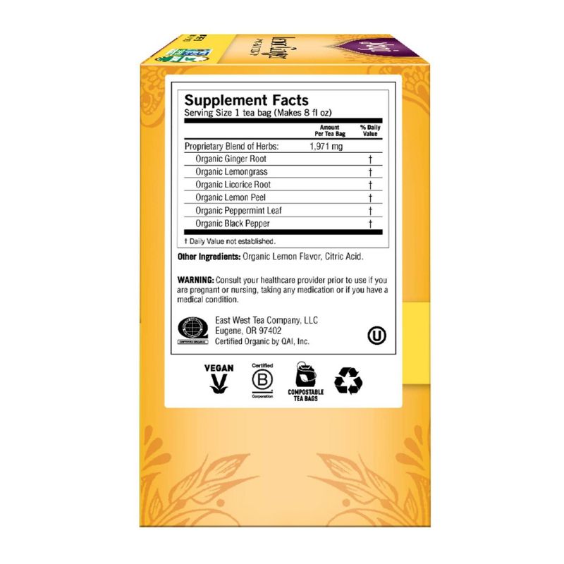 Yogi Tea Lemon Ginger Tea Bags - 16ct