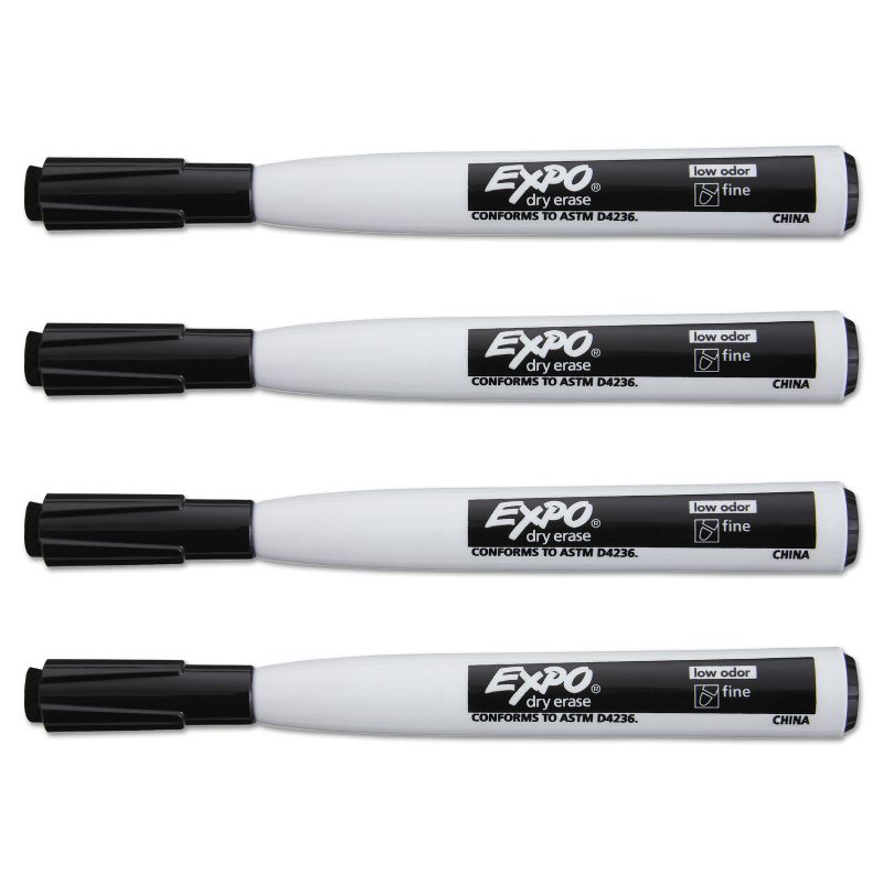 EXPO Magnetic Dry Erase Marker Fine Tip Black 4/Pack 1944745