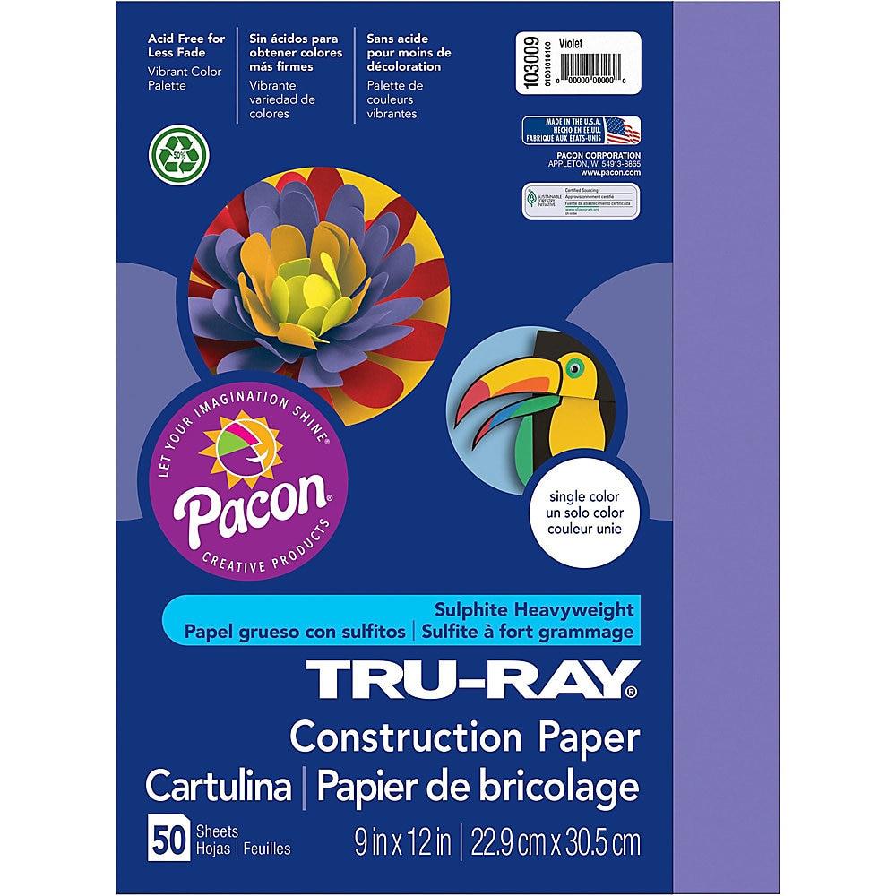 Tru-Ray Construction Paper, 76lb, 9 x 12, Violet, 50/Pack 103009