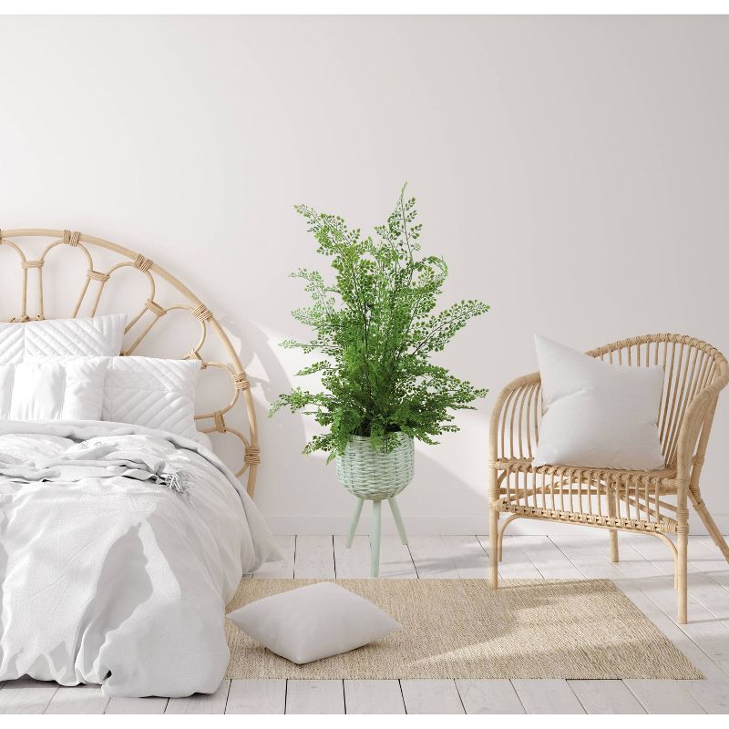 46" x 18" Artificial Maiden Hair Fern Plant in Basket Stand - LCG Florals