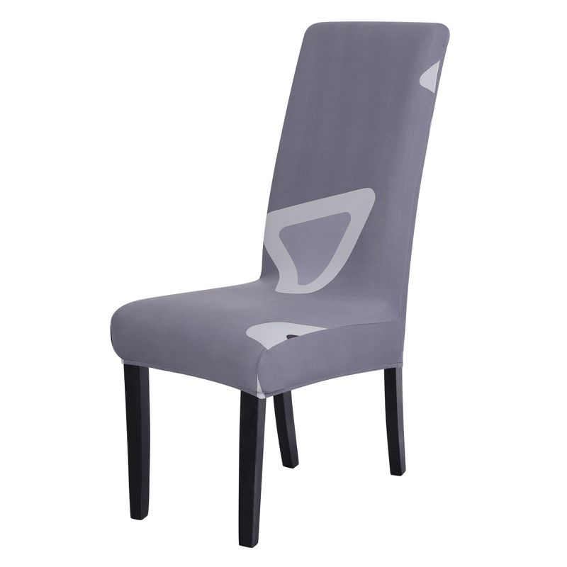 1 Pc Spandex Stretch Dining Chair Slipcovers Light Gray+White  - PiccoCasa