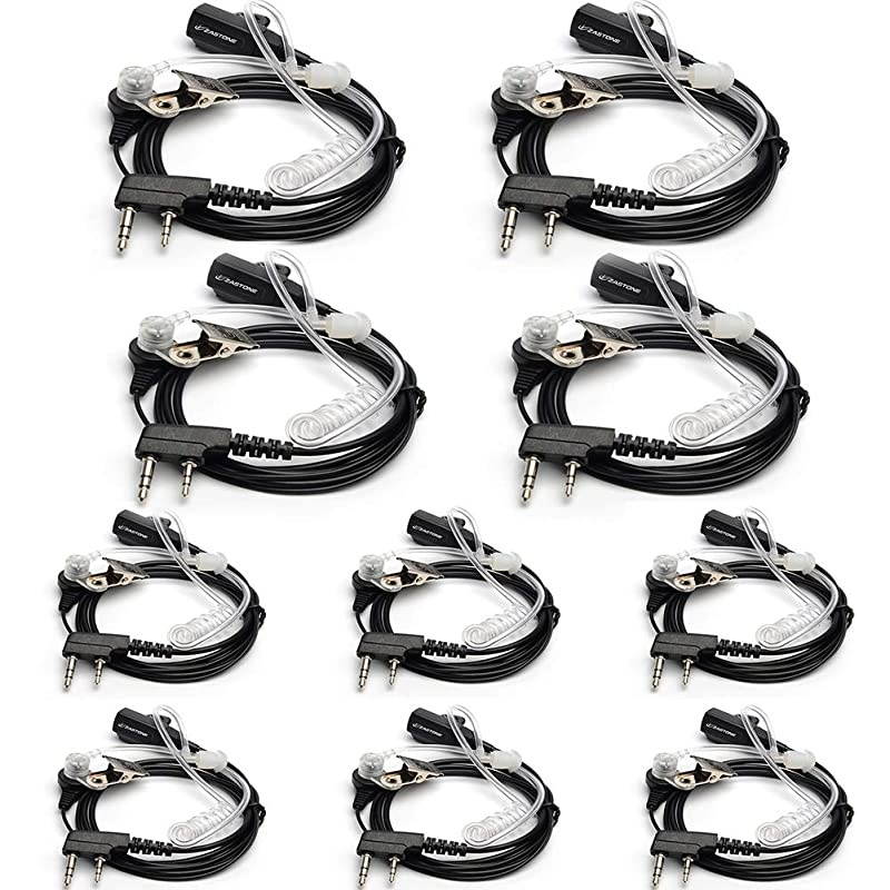 10 Pack  2Pin Walkie Talkie Earpiece Covert Air Acoustic Earpiece Headset for Two Way Radio Kenwood PUXING POFUNG Baofeng UV3R Plus UV5R UV5RA 888S