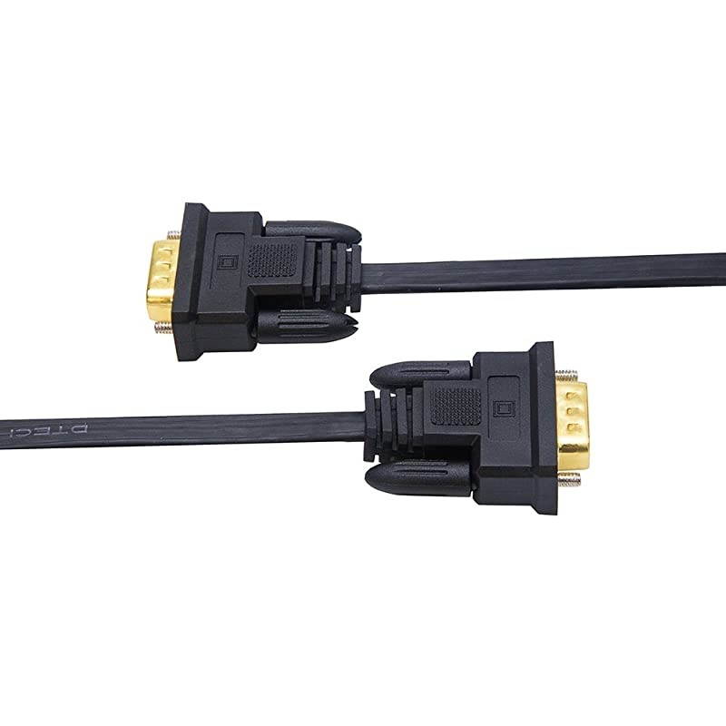 25ft Ultra Thin Flat Type Computer Monitor VGA Cable Standard 15 Pin Male to Male Connector SVGA Wire 25 Feet Black