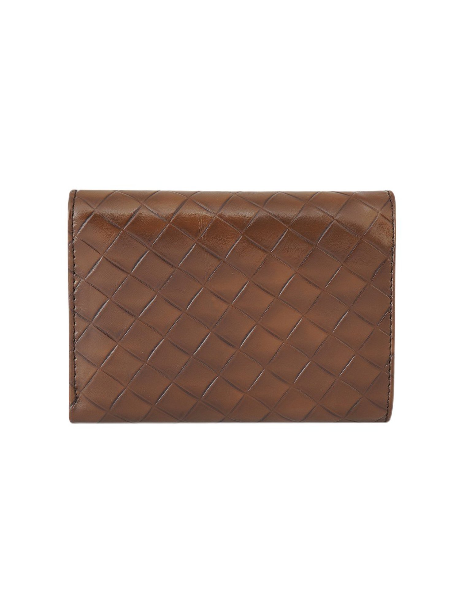 Carlton London Brown Textured Small Tri-Fold Wallet for Women