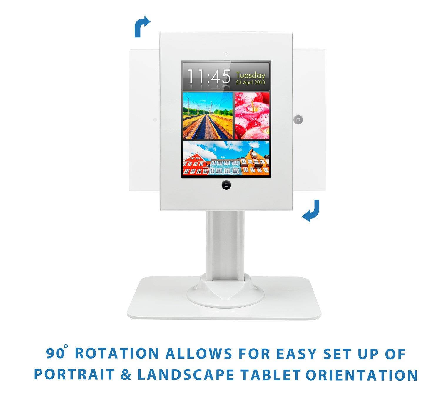 Mount-It! Tablet Security Stand Kiosk | Full Motion Anti-Theft Enclosure | White