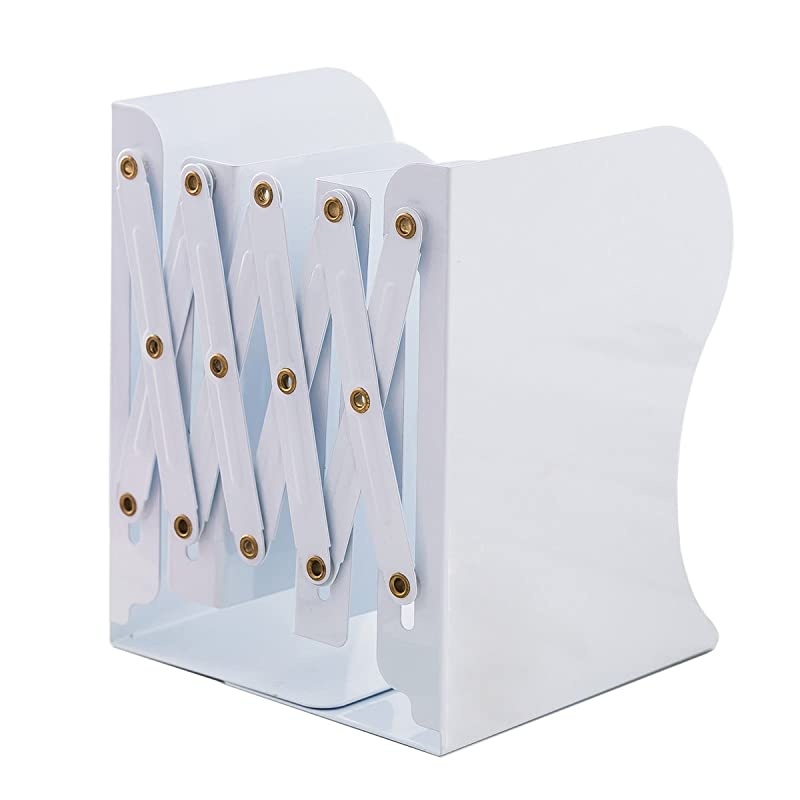 Simple Nature Japanese Style Black White Decorative Metal Iron Bookends Holder Stand Desk Nonskid Adjustable Bookend White