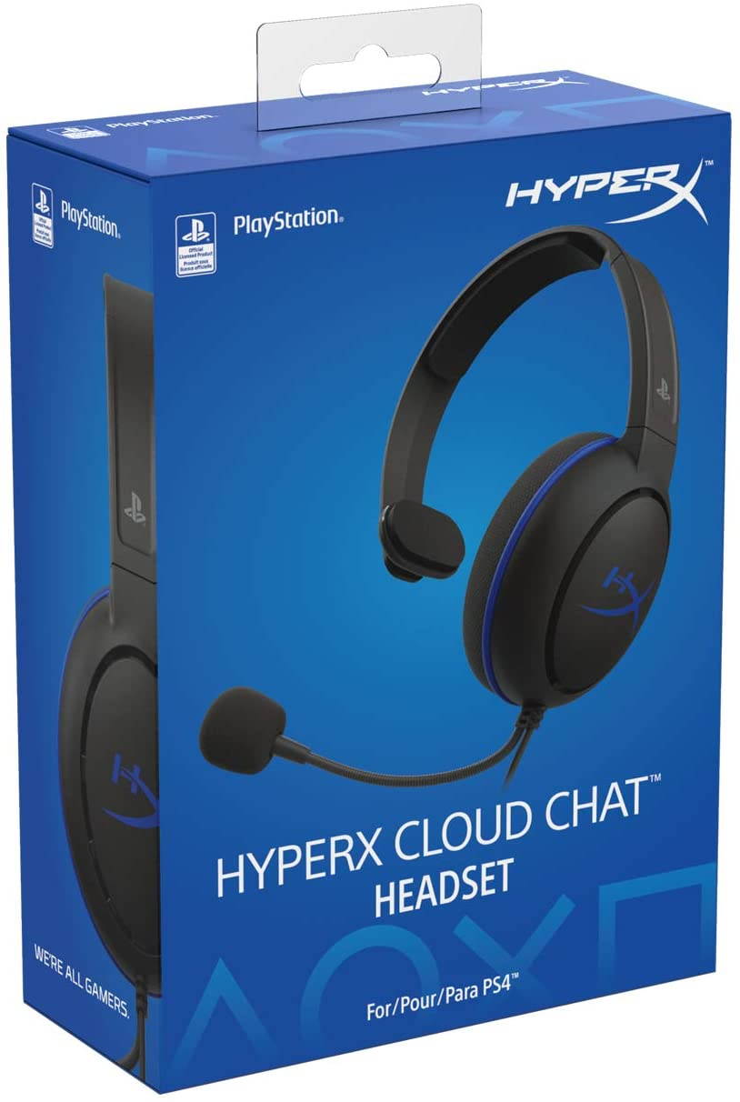 HyperX Cloud Chat Headset &ndash; Official Playstation Licensed for PS4, Clear Voice Chat, 40mm Driver, Noise-Cancellation Microphone, Pop Filter, in-Line Audio Controls, Lightweight, Reversible