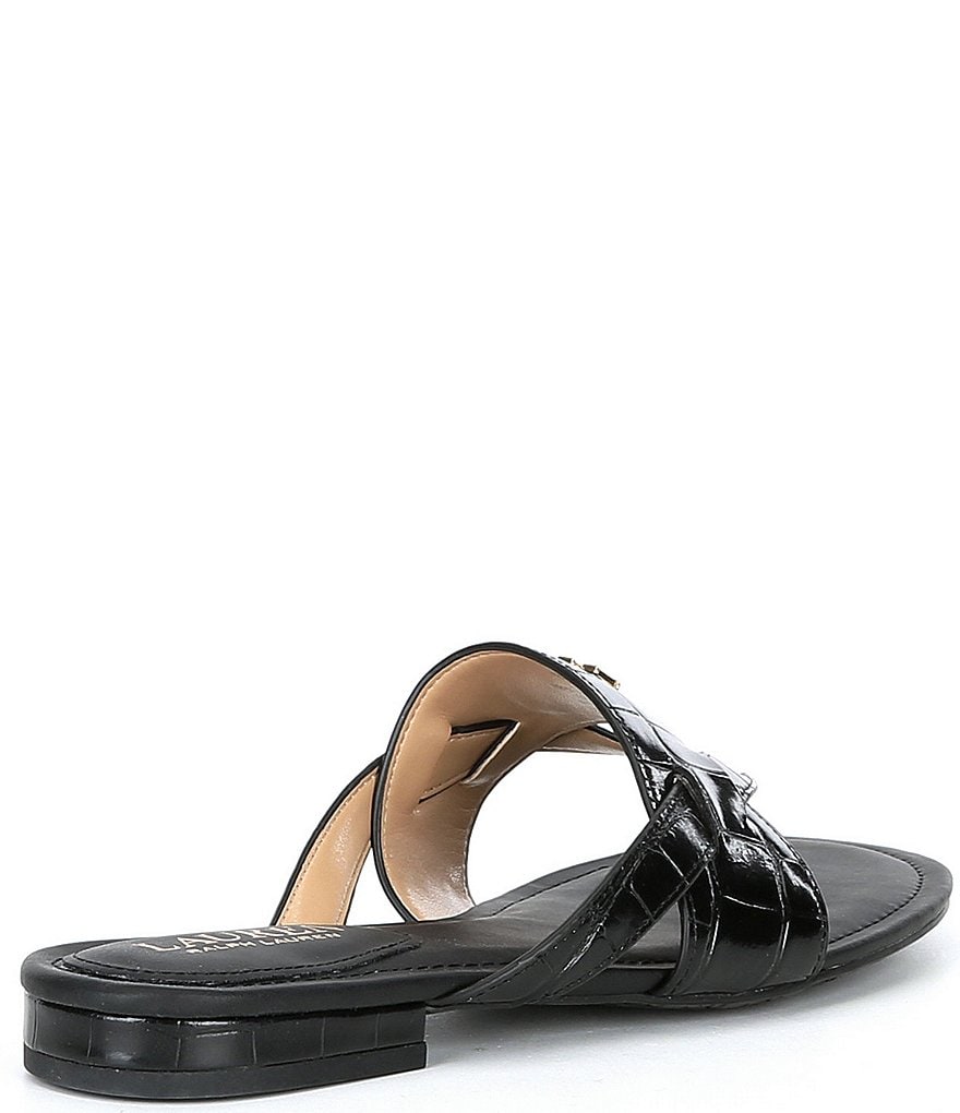 Lauren Ralph Lauren Rosalind Croco Embossed Leather Sandals