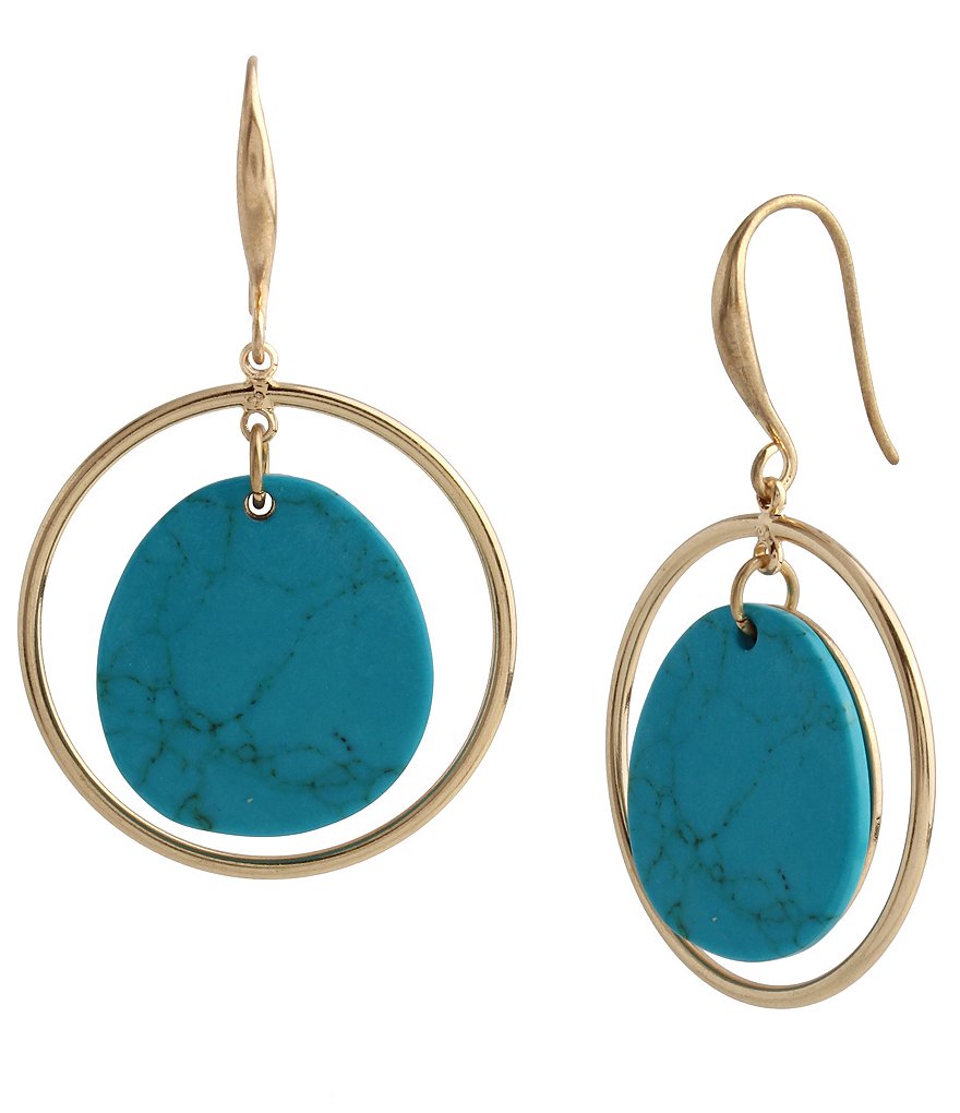 Robert Lee Morris Soho Turquoise Stone Orbital Drop Earrings