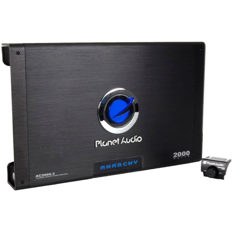 Planet Audio AC2000.2 Anarchy 2000 Watt 2 Channel Class A/B Full Range 2 Ohm Stable Car Audio Amplifier with MOSFET Power Supply and Remote Control