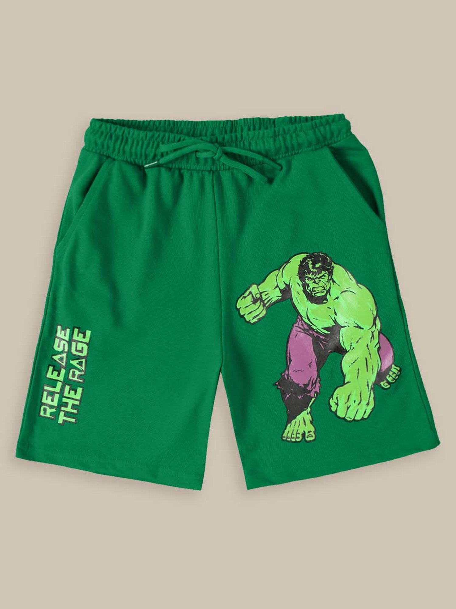 Kidsville Green & Grey Printed Shorts