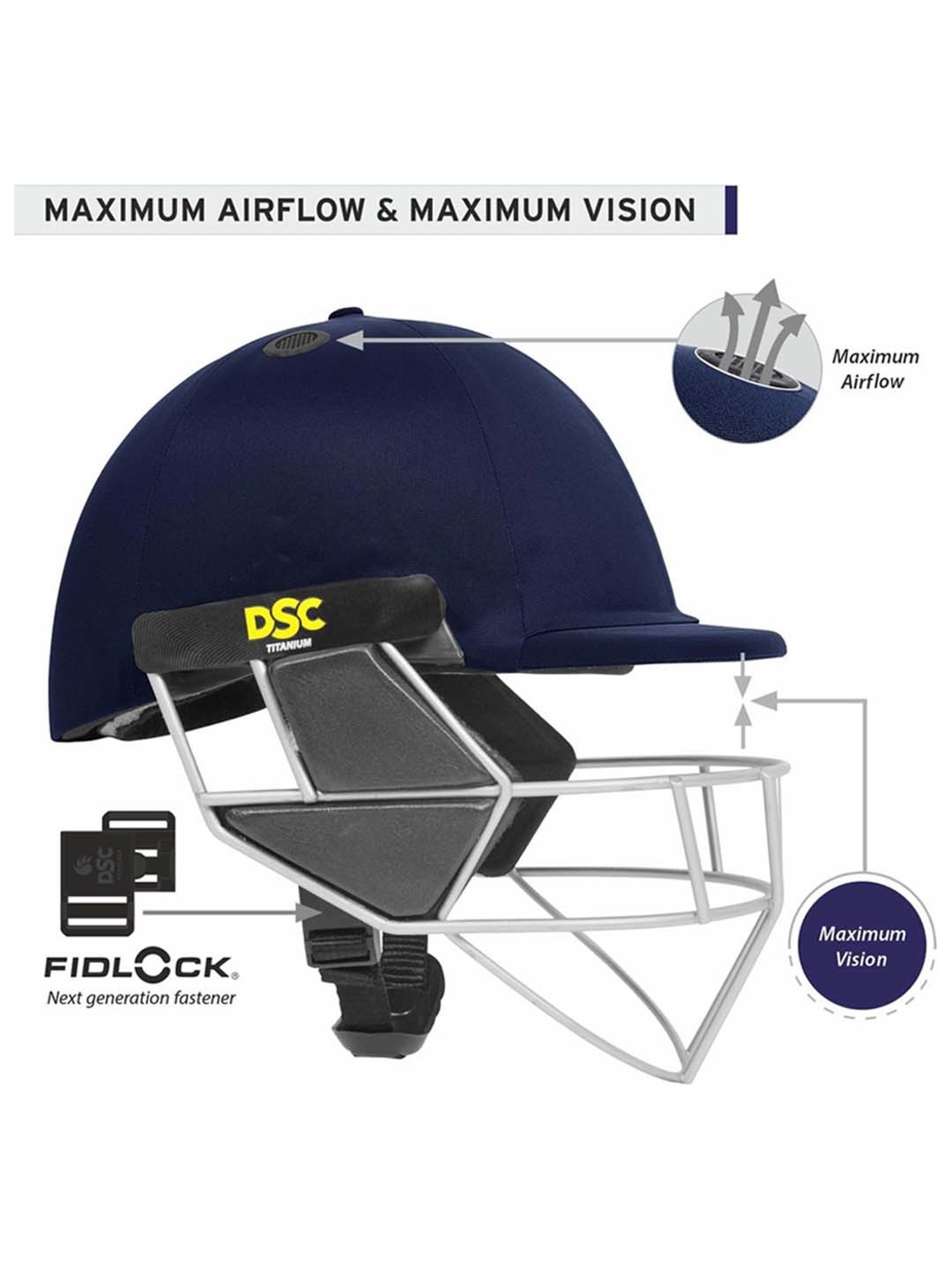 DSC Scud LITE Titanium Premium Cricket Helmet Size - XL