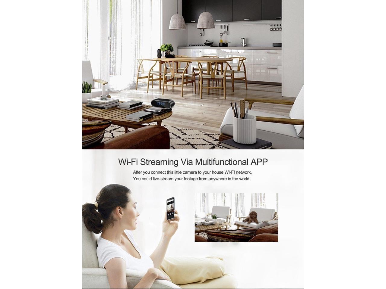 Hidden Spy Camera, 1080P WiFi Mini Camera Clock Wireless Security Cameras Video Recorder for Home Covert Monitor Remote View Nanny Cam 140&deg;Angle Night Vision Motion Detection (2019 Upgraded Version)