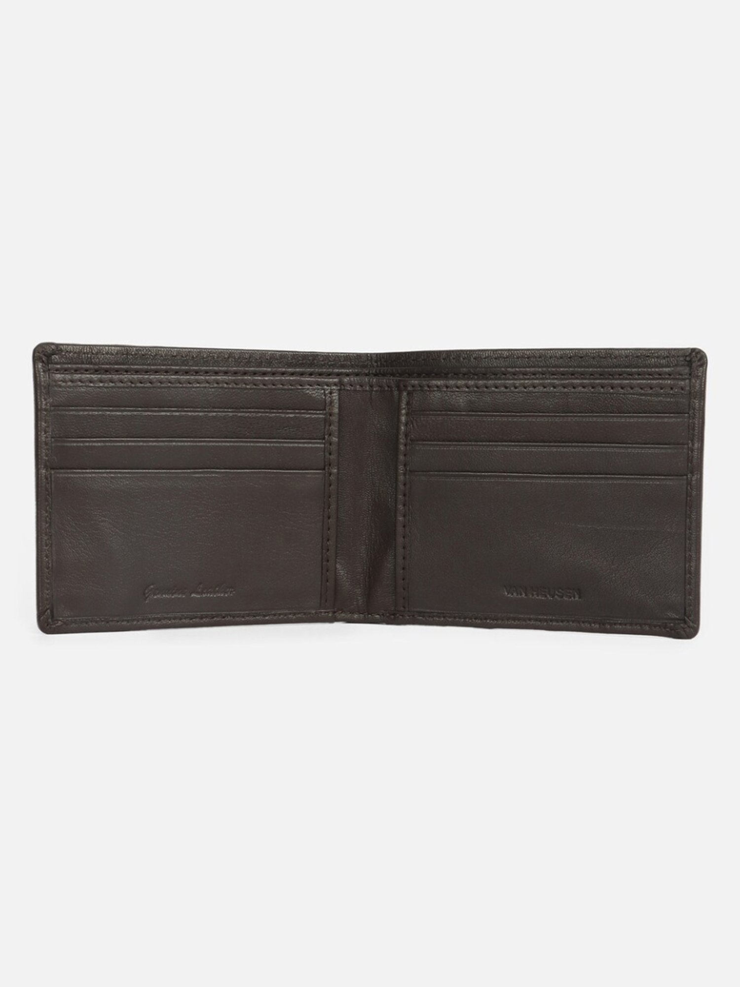 Van Heusen Brown Leather Textured Bi-Fold Wallet