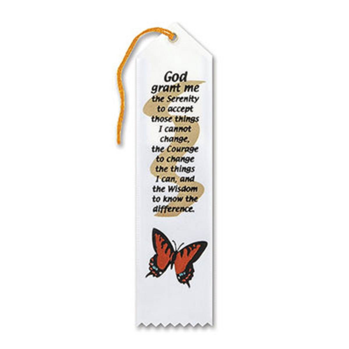 Pack of 6 White "Serenity Prayer Award" Decorative Award Ribbon Bookmarks 8"
