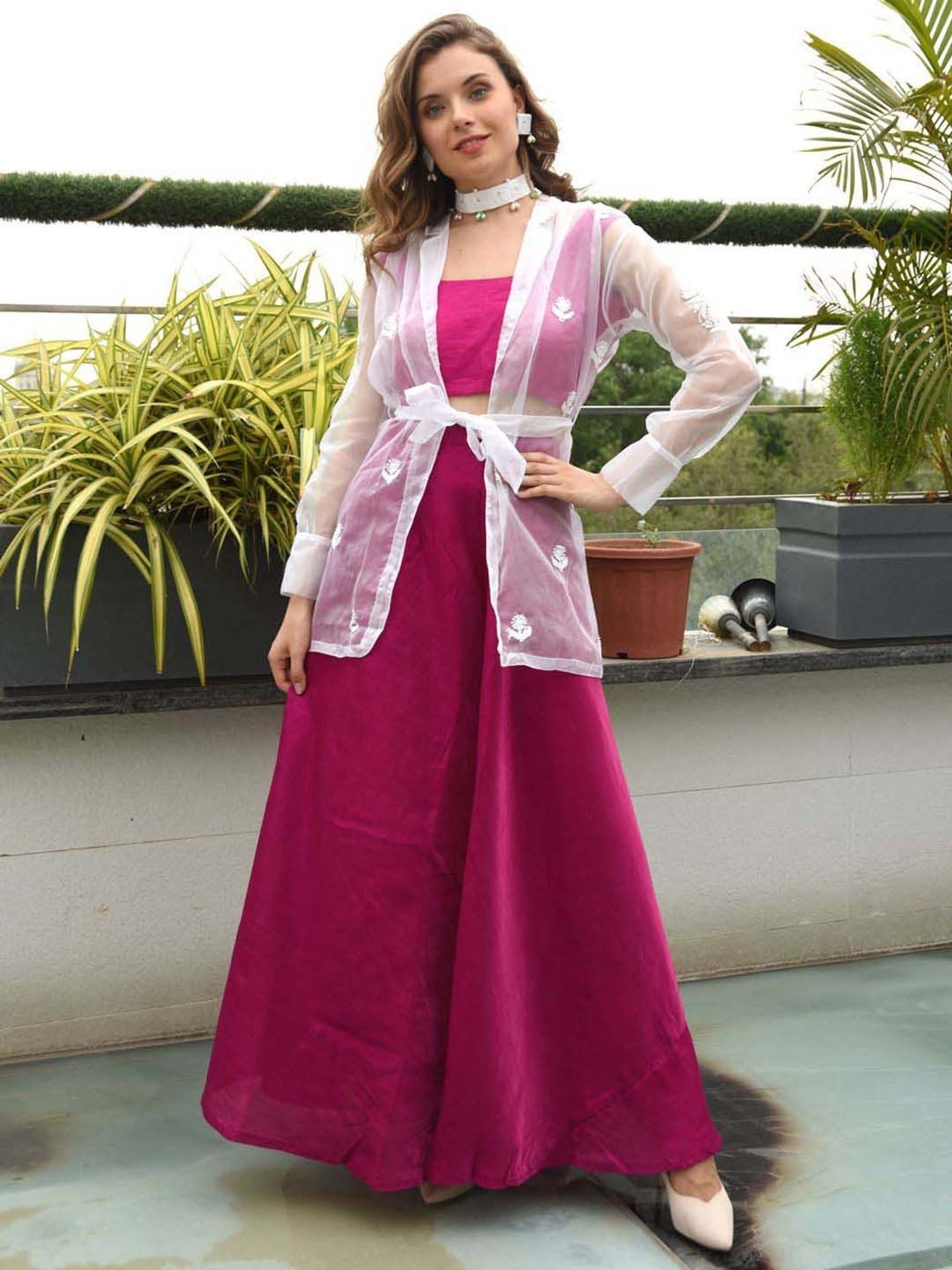 SHADES White Chikankari Shrug