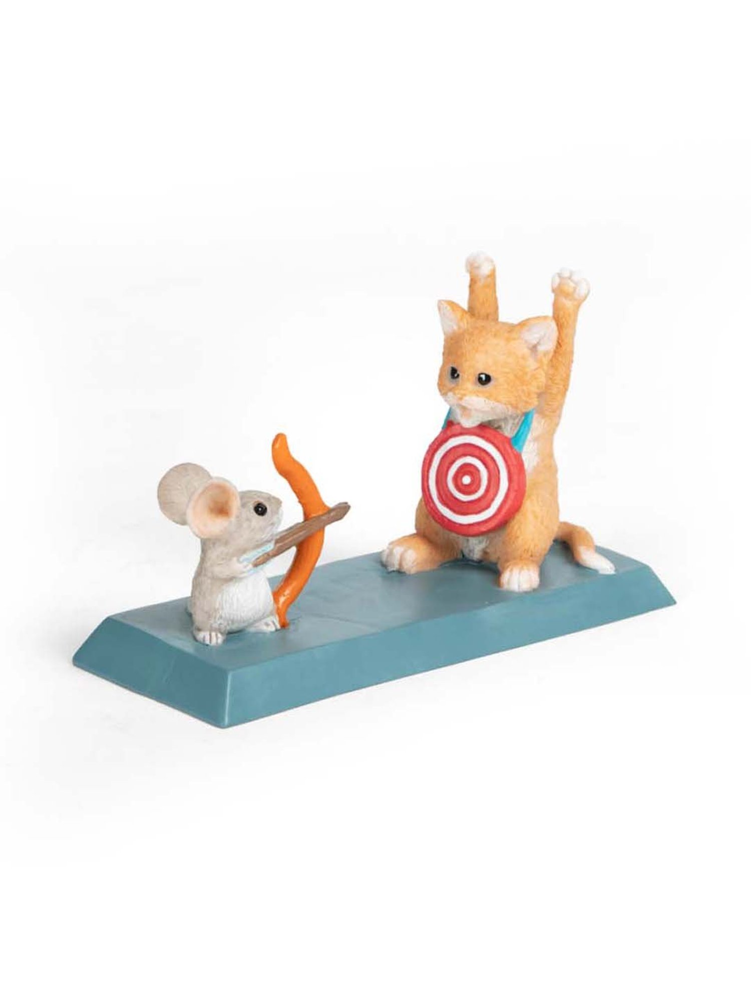 Home4U Brown & Blue Polyresin Mini Cat & Rat Showpiece - Set of 1