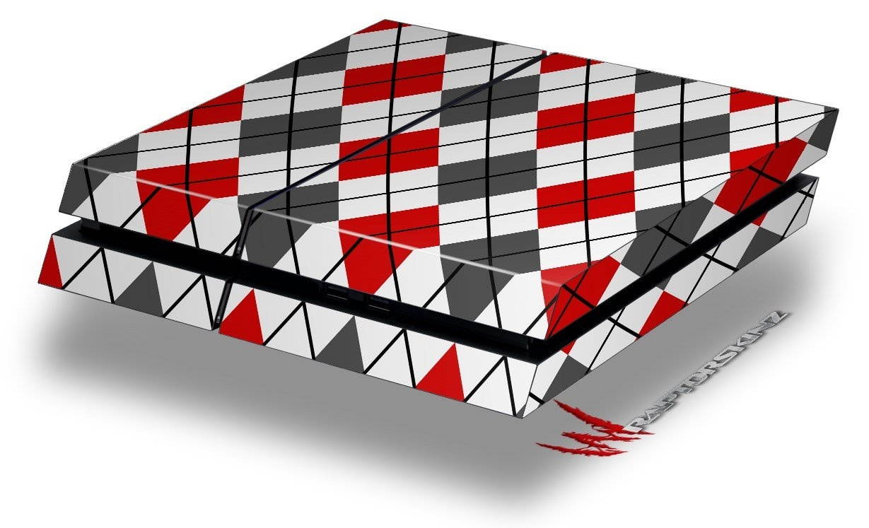 Argyle Red and Gray - Decal Style Skin fits original PS4 Gaming Console