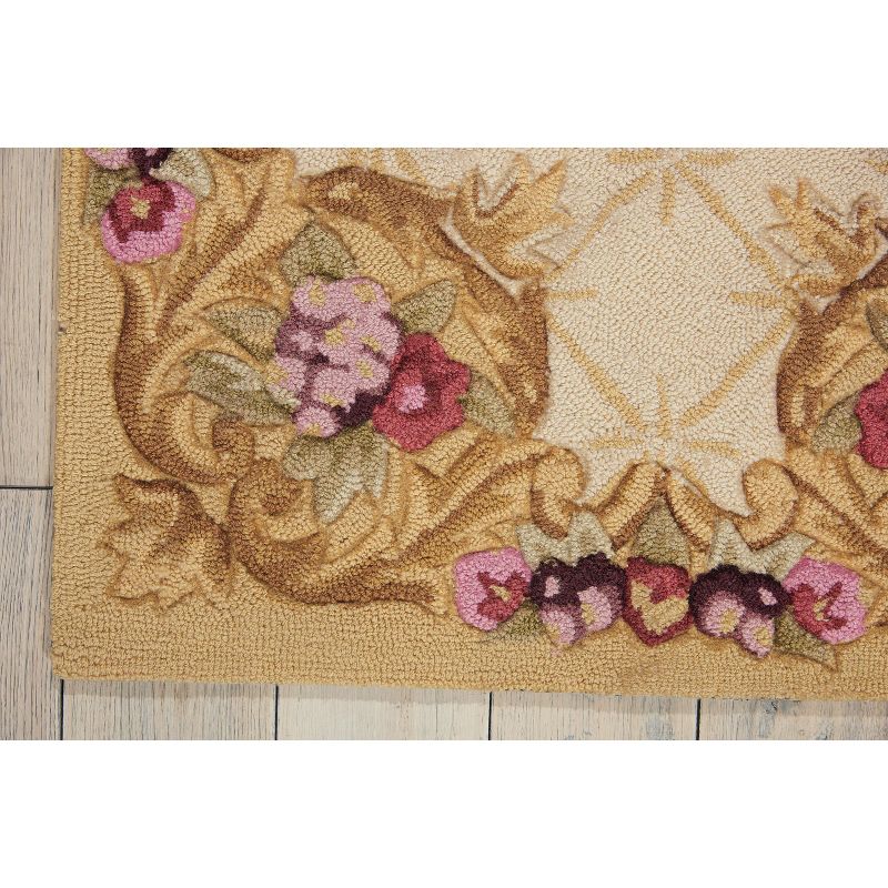 2'3"x8' Rectangle Hooked Floral Runner White - Nourison