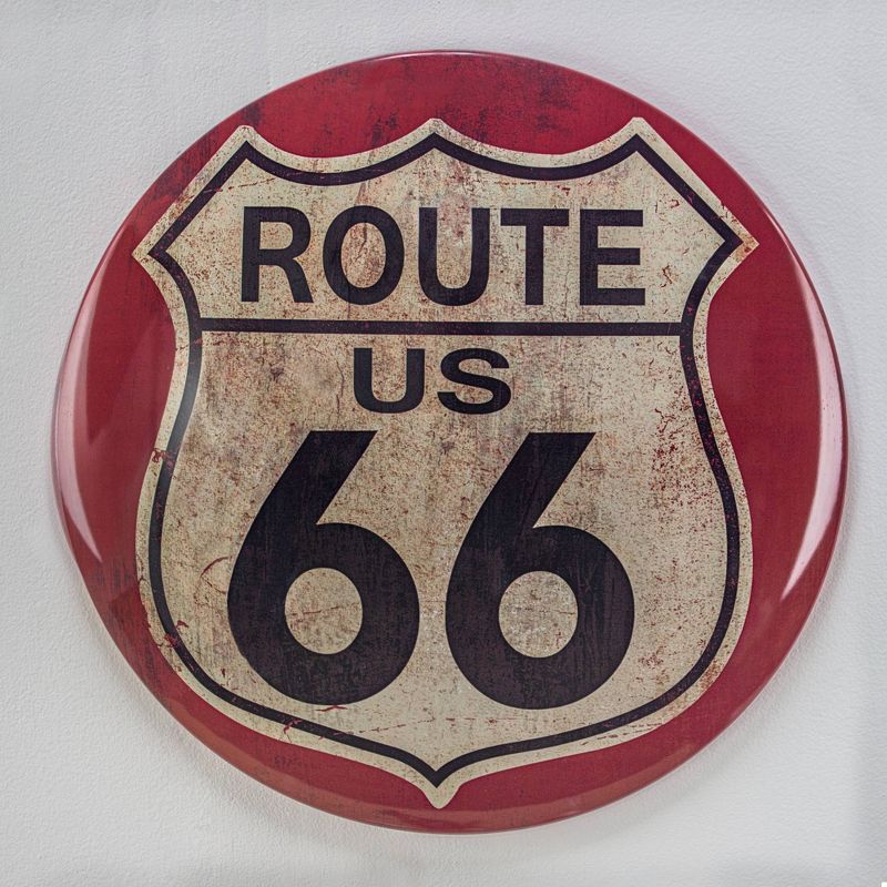 Route 66 Dome Metal Sign Black/Red - Crystal Art Gallery