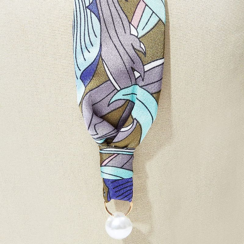 Glamlily 2 Pack Vintage Boho Satin Women's Headbands, Floral Print with Pearls, 5 x 1.7 x 6 in