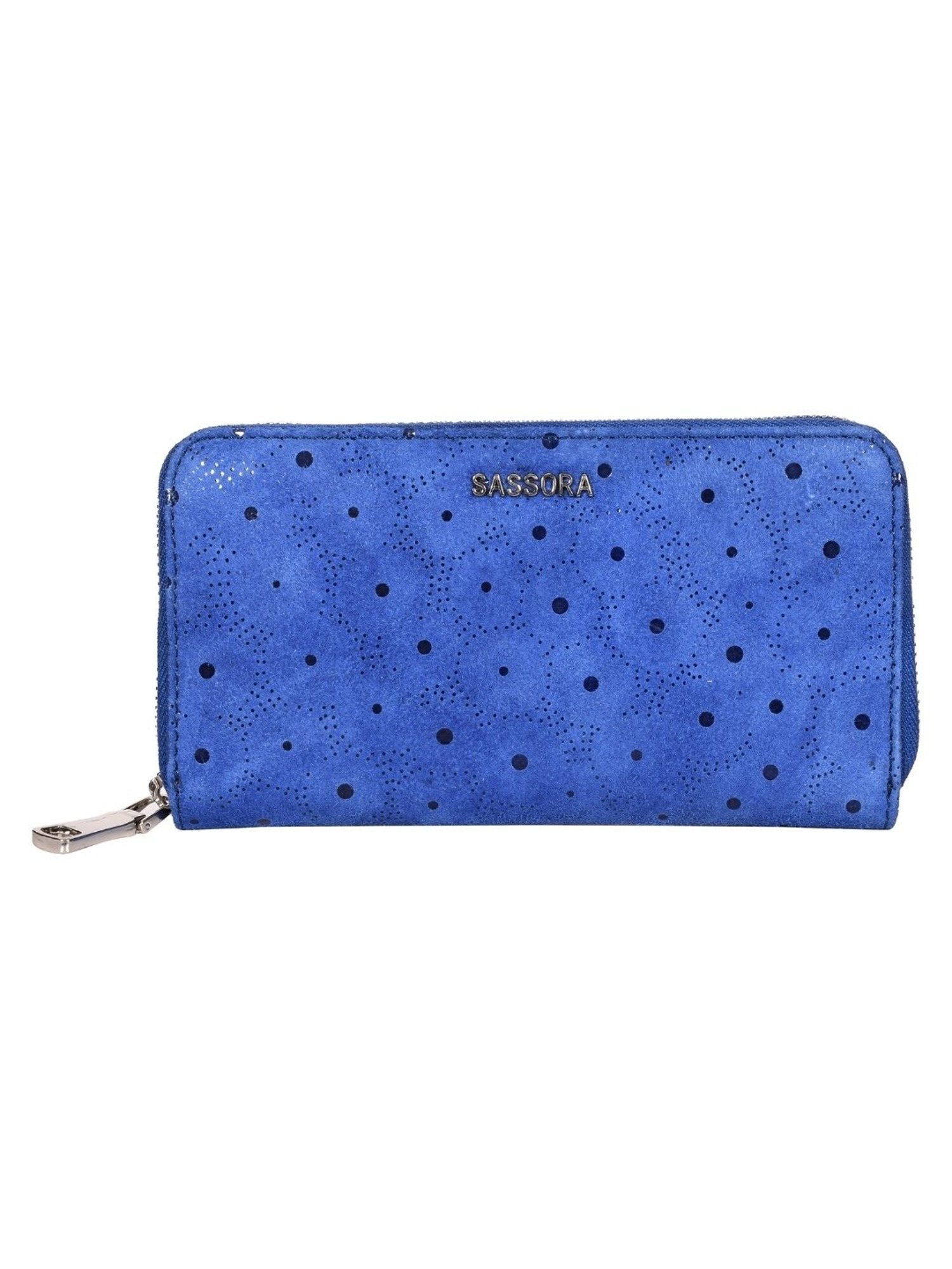 SASSORA LARA Navy Leather Printed Wallet