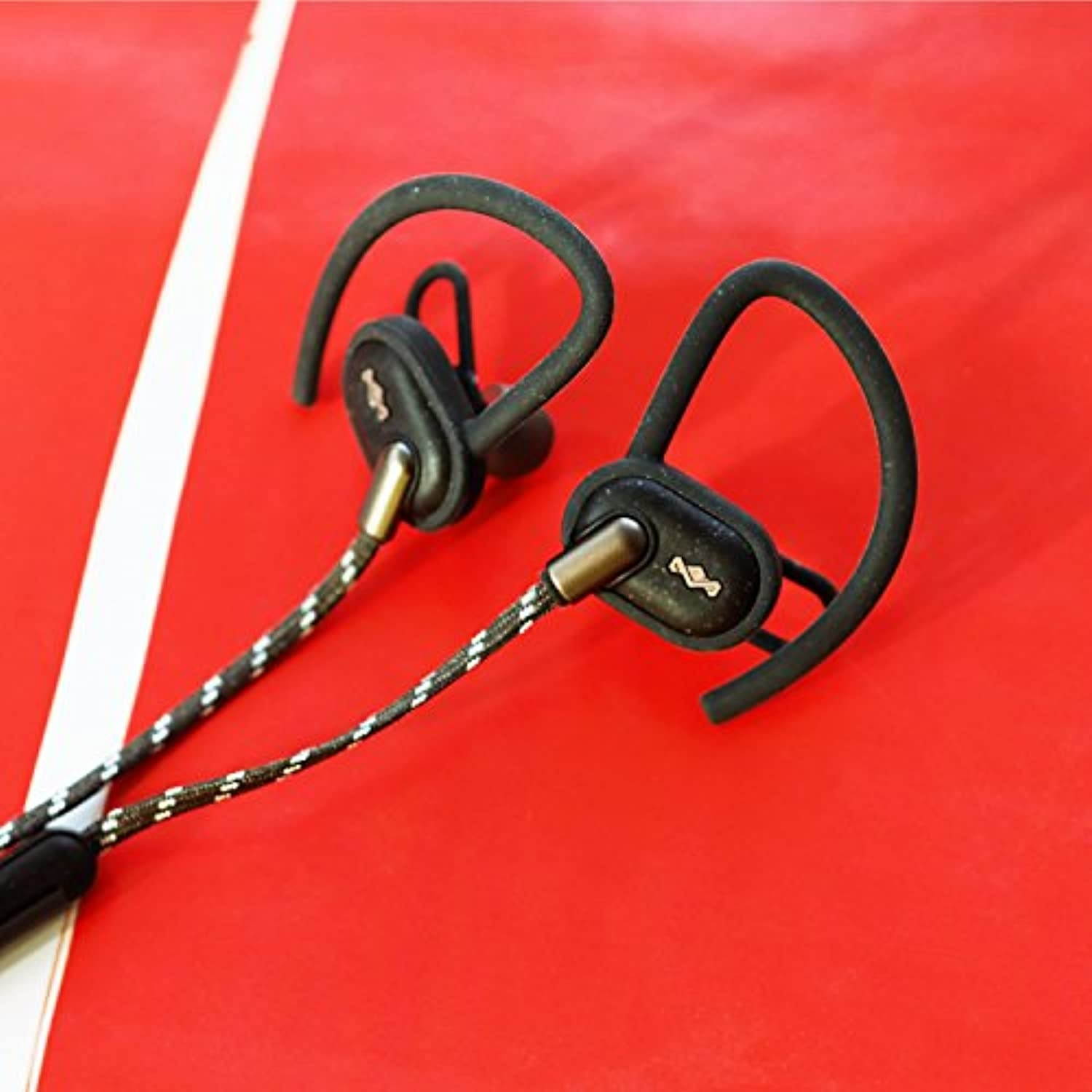 House of Marley, Uprise In-Ear Headphones 8-hour Battery Life, Sweat-Proof  and  Weather Resistant , IPX5 Rated, Customizable Fit, Microphone  and  3-Button Controls, Tangle-Free Braided Ca (EM-FE063)