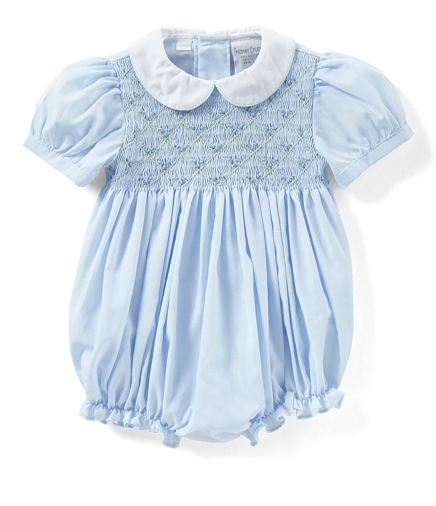 Friedknit Creations Baby Girl 3-9 Months Floral Smock Romper