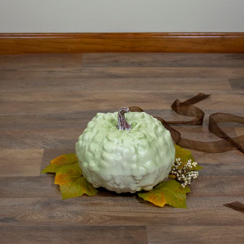 Northlight 7.5" White Textured Pumpkin Fall Halloween Statue