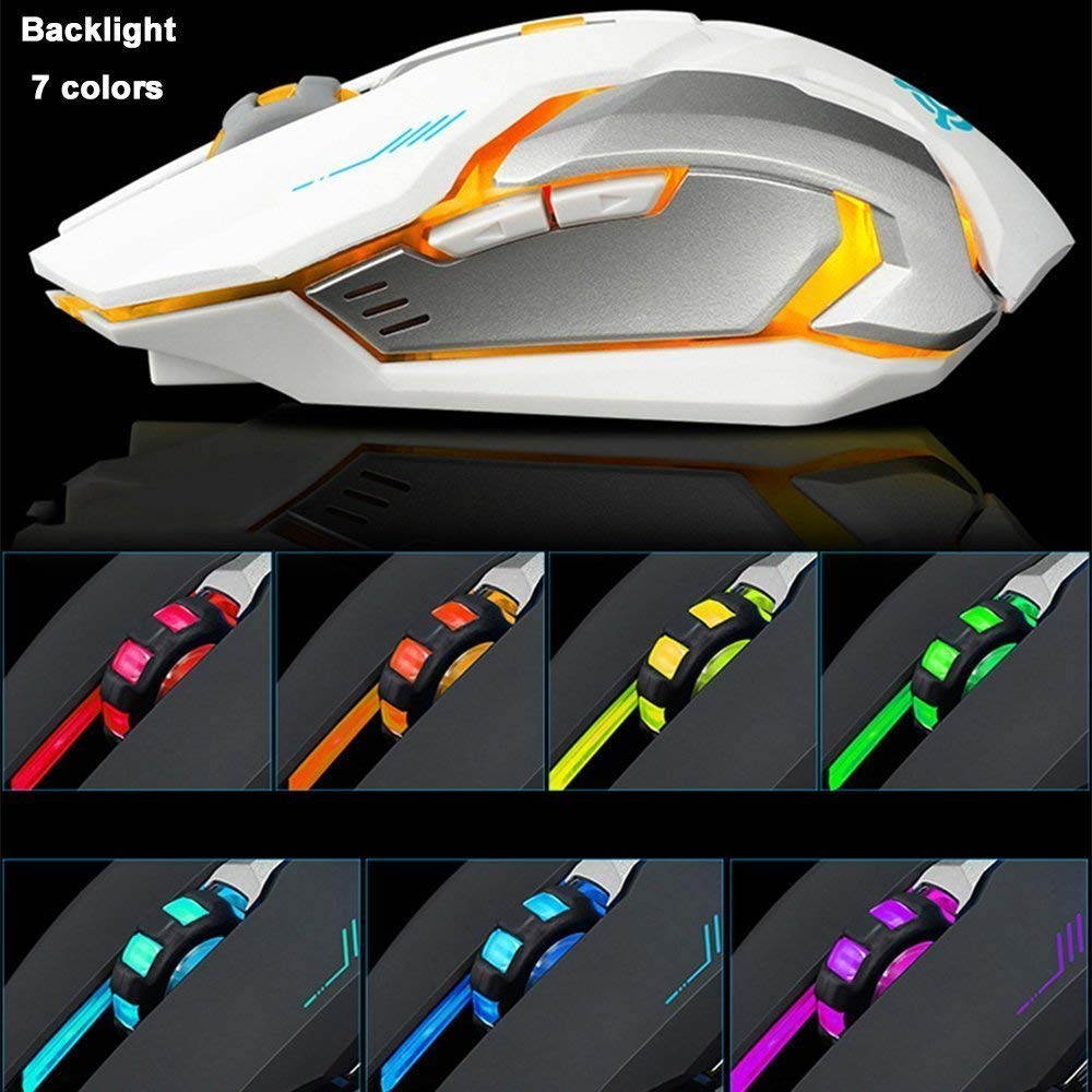 Zgeer Rechargeable Z7 Wireless Silent LED Backlit USB Optical Ergonomic Gaming Mouse