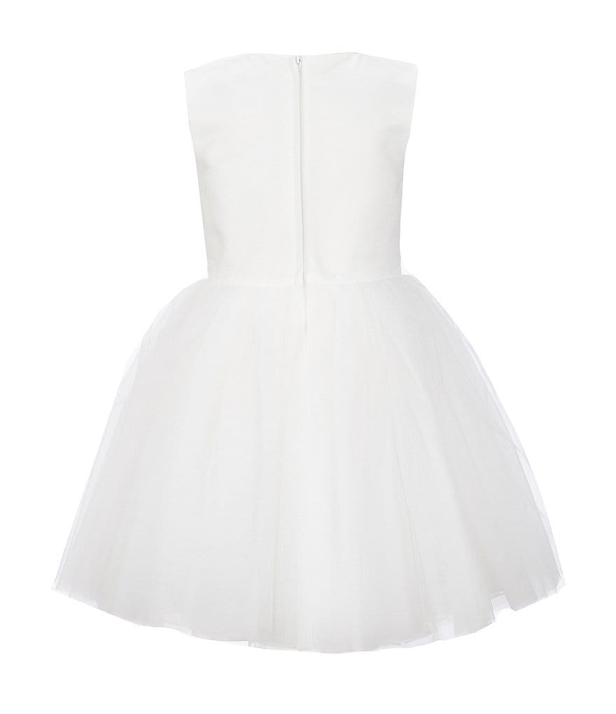 Us Angels Little/Big Girls 4-10 Flower-Applique Satin/Mesh Fit-And-Flare Dress