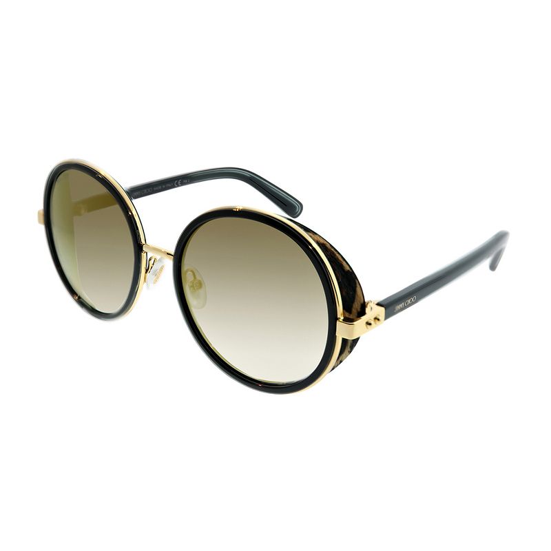 Jimmy Choo  0NQ FQ Womens Round Sunglasses Gold Black Cheetah 54mm