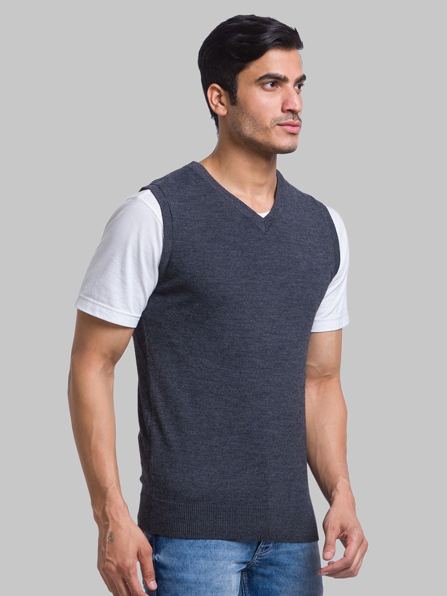 Parx Grey Regular Fit Heathered Sweater