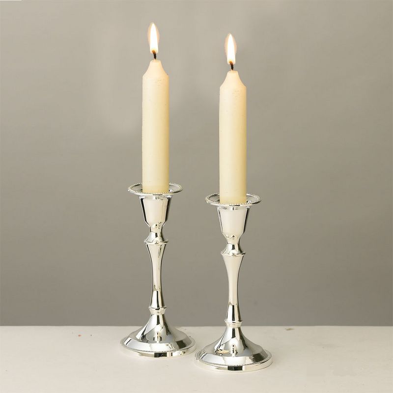 Rite Lite 5.25" Sabbath Plated Candle Stick Set - Silver