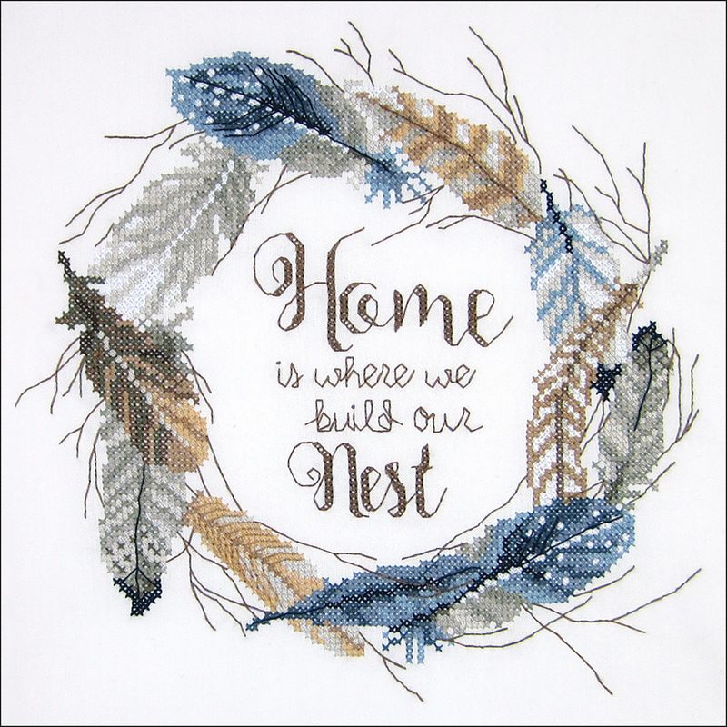 Janlynn Stamped Cross Stitch Kit 12"X12"-Build Our Nest-Stitched In Floss