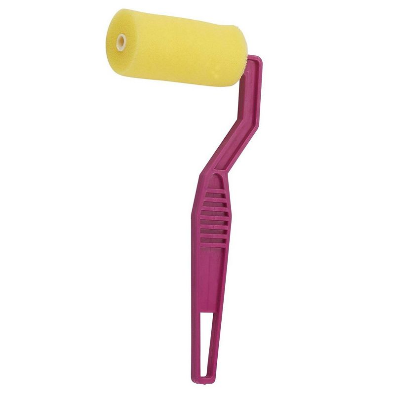 5-Piece Foam Paint Brush Set - 1" Paint Brush and 3.5" 4.5" Foam Trim Roller Set for Art, Wall Paintings Tools with Plastic Handle