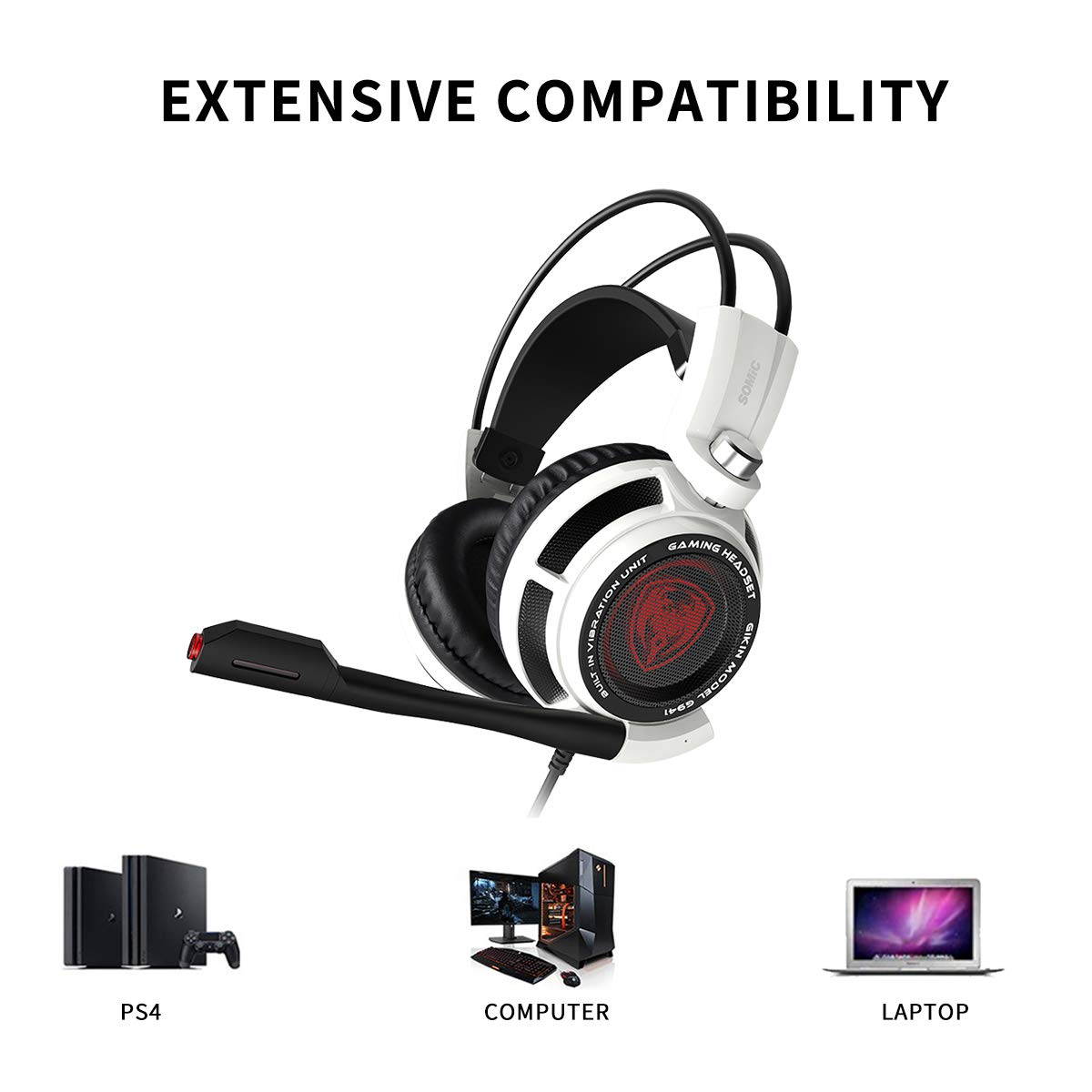 SOMIC G941 USB Gaming Headphones 7.1 Virtual Surround Sound Headset with Microphone and Vibration For PS4 PC Video Games