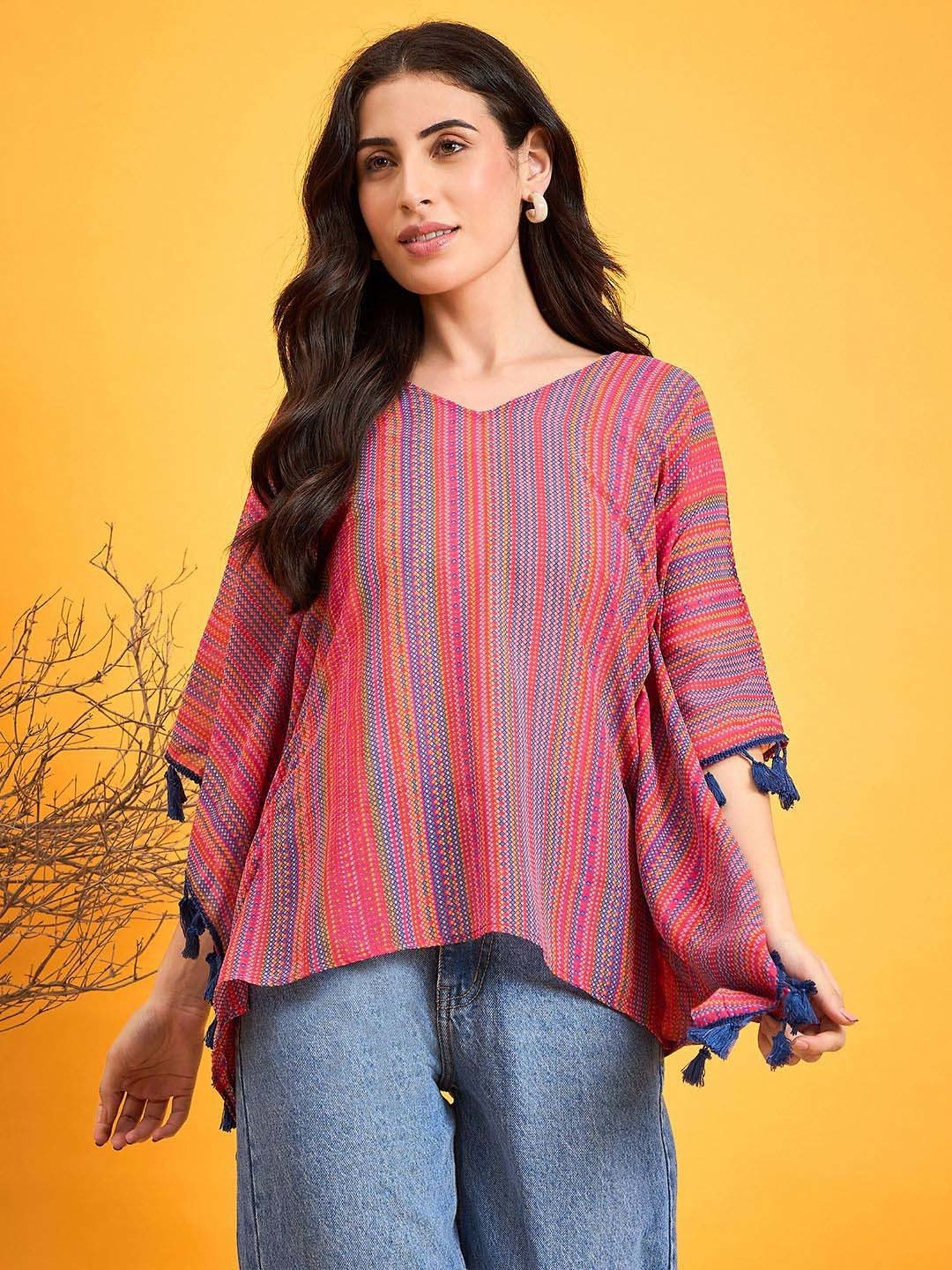 The Kaftan Company Red Printed Kaftan Top