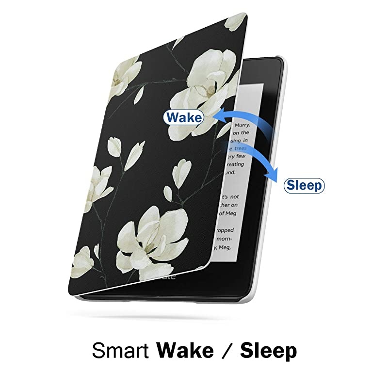 Case Fits Kindle Paperwhite 10th Generation 2018 Release Thinnest Lightest Smart Shell Cover with Auto WakeSleep for  Kindle Paperwhite 2018 EReader Black amp White Magnolia