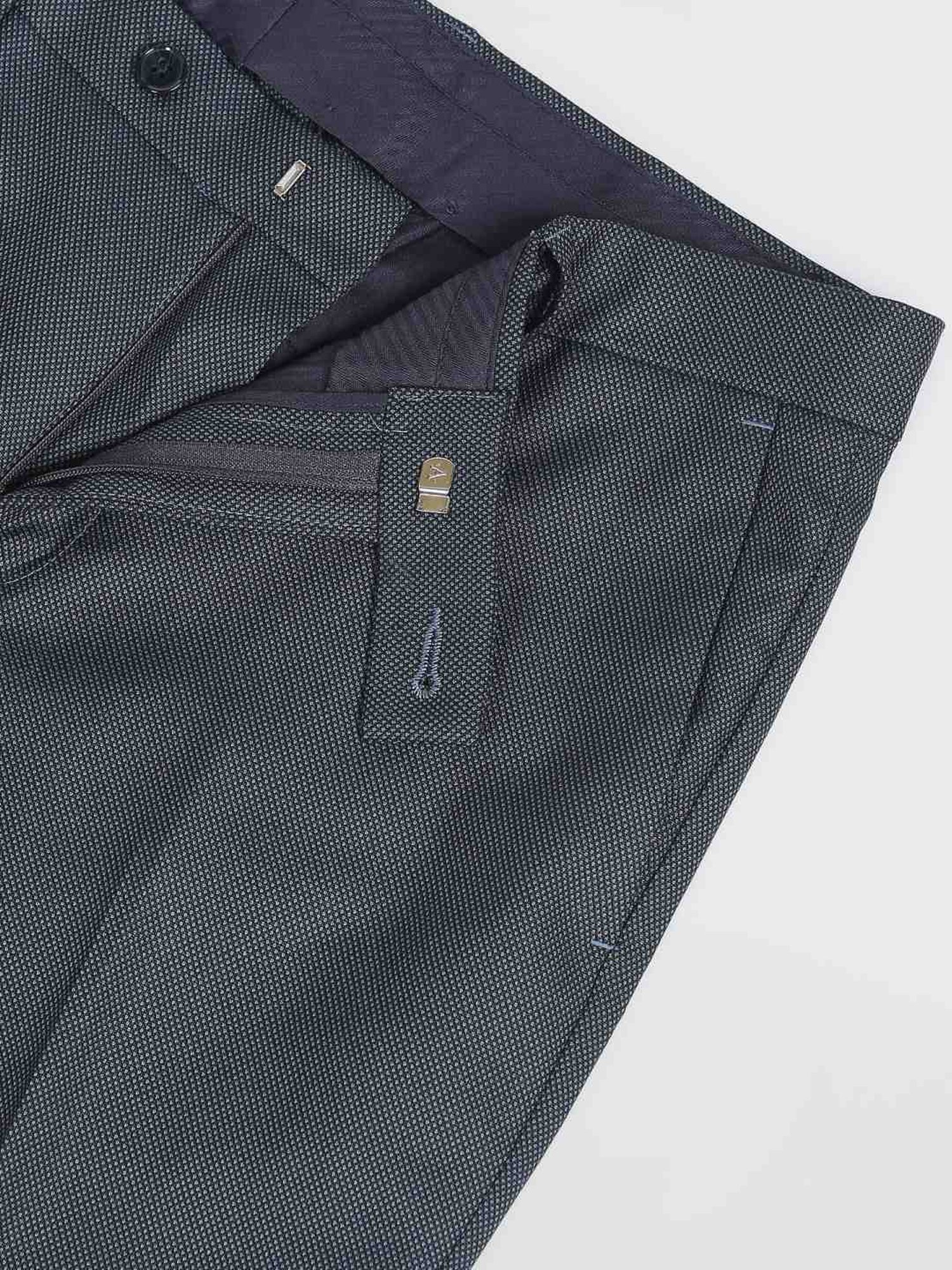 Arrow Teal Regular Fit Texture Trousers