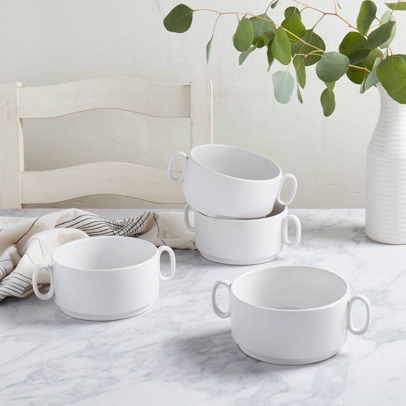 34oz 4pk Stoneware Chef Stack Bowls with Handles - Tabletops Gallery