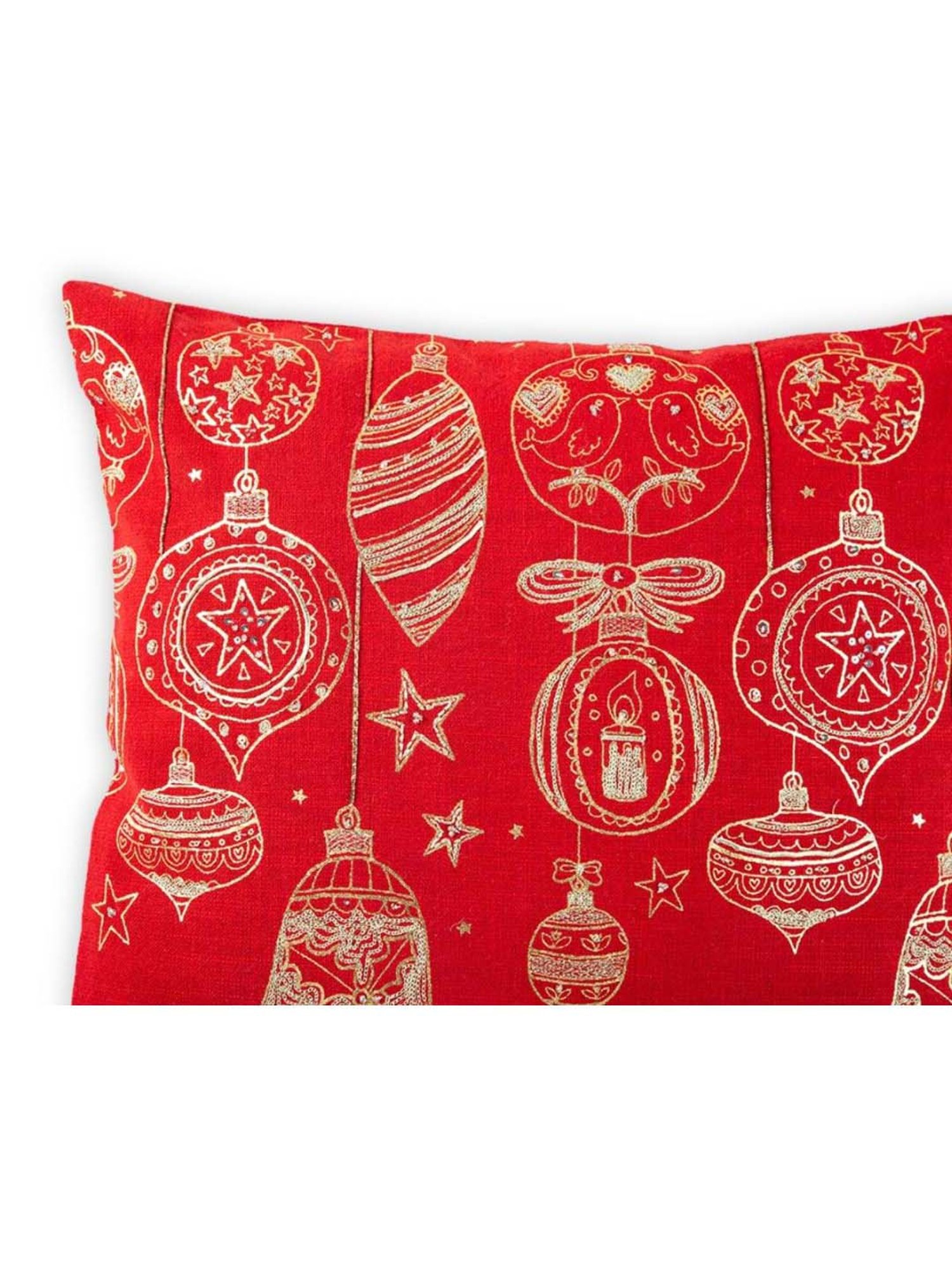 Home4U Red & Beige Cotton Large Cushion Cover - Set of 1