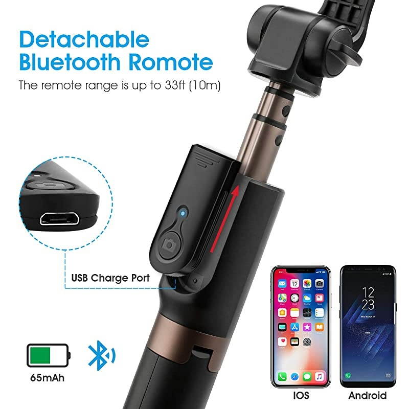 Selfie Stick Bluetooth Extendable Selfie Stick Tripod Stand with Wireless Remote Shutter Compatible with iPhone 1111 ProXSXR88P77P6s6 Galaxy S9S9 PlusS8S7S6S5Note 98