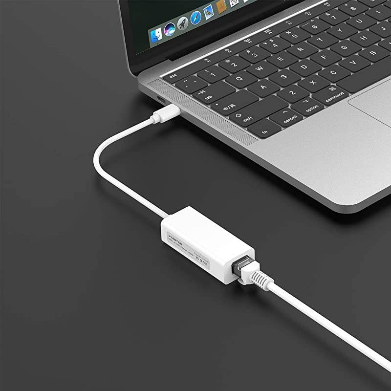 USB C to Fast Ethernet Adapter 10100M Wired RJ45 LAN Network Converter Compatible 20202016 MacBook Pro 131516 New iPad ProMac AirSurface Chromebook More CBCU404 White