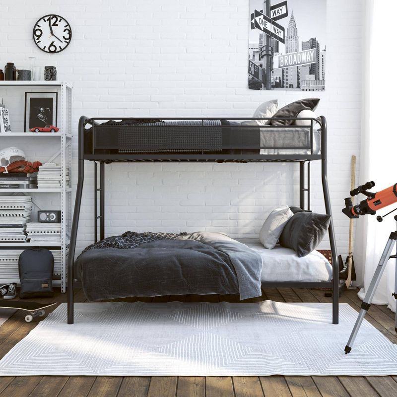 Twin/Full Meason Metal Bunk Bed Black - Room & Joy