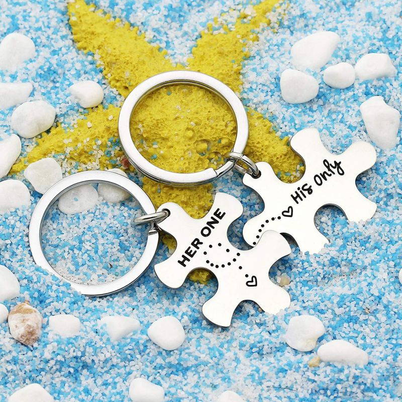 Couple Key Chain Set Gifts for Husband Wife Boyfriend Girlfriend - Her one His Only Pack of 2 Valentine