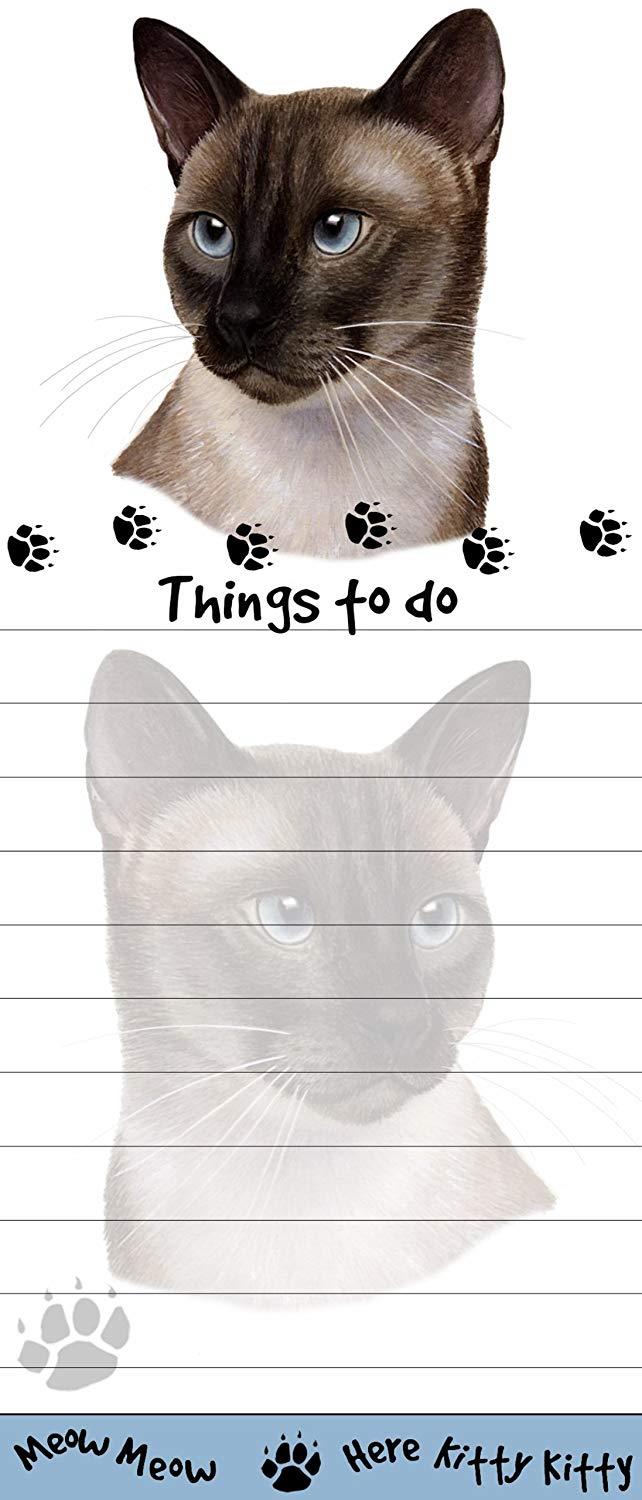 Siamese Cat Magnetic List Pads Uniquely Shaped Sticky Notepad Measures 8.5 by 3.5 Inches