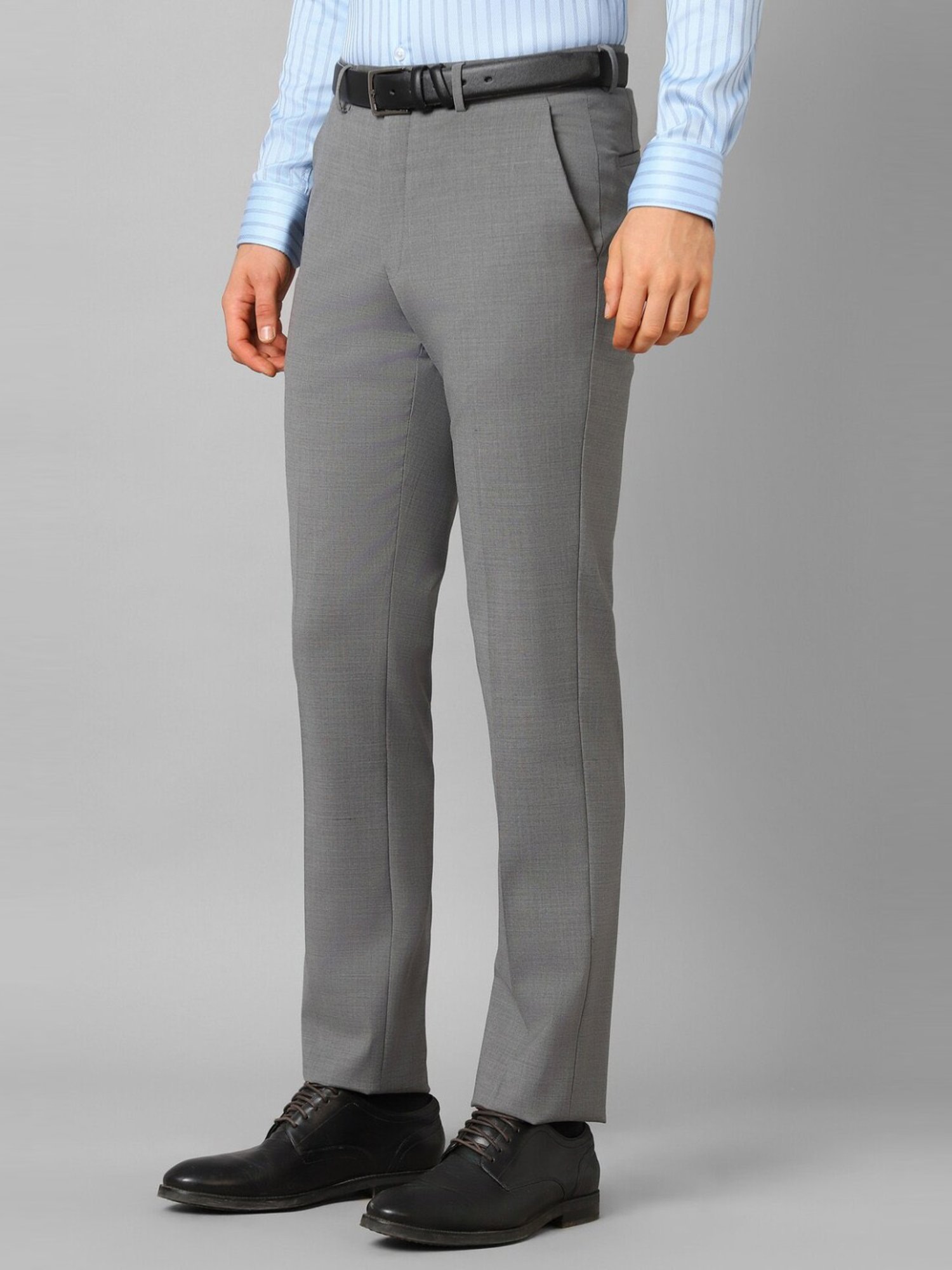 Luxure By Louis Philippe Grey Slim Fit Texture Trousers